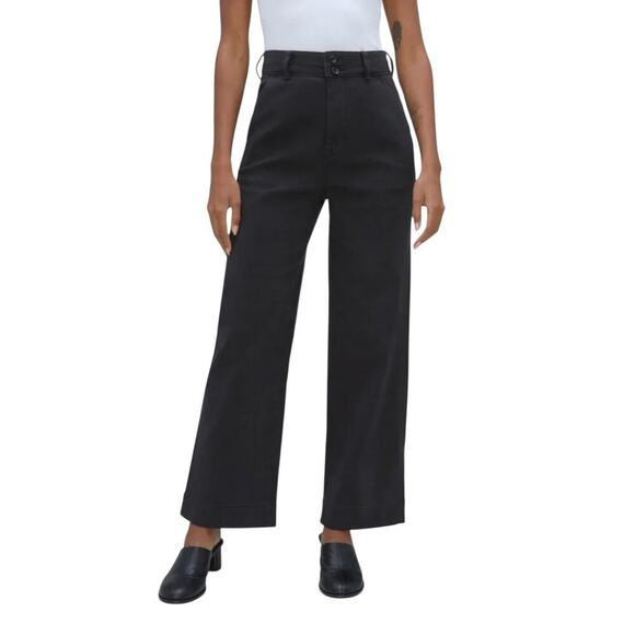 Everlane Pants - Everlane The Organic Cotton Twill Wide Leg Pants Black size 00 NWT